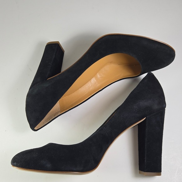 J. Crew Black Suede Block Heel Pumps Women's Size 10 - Picture 5 of 11
